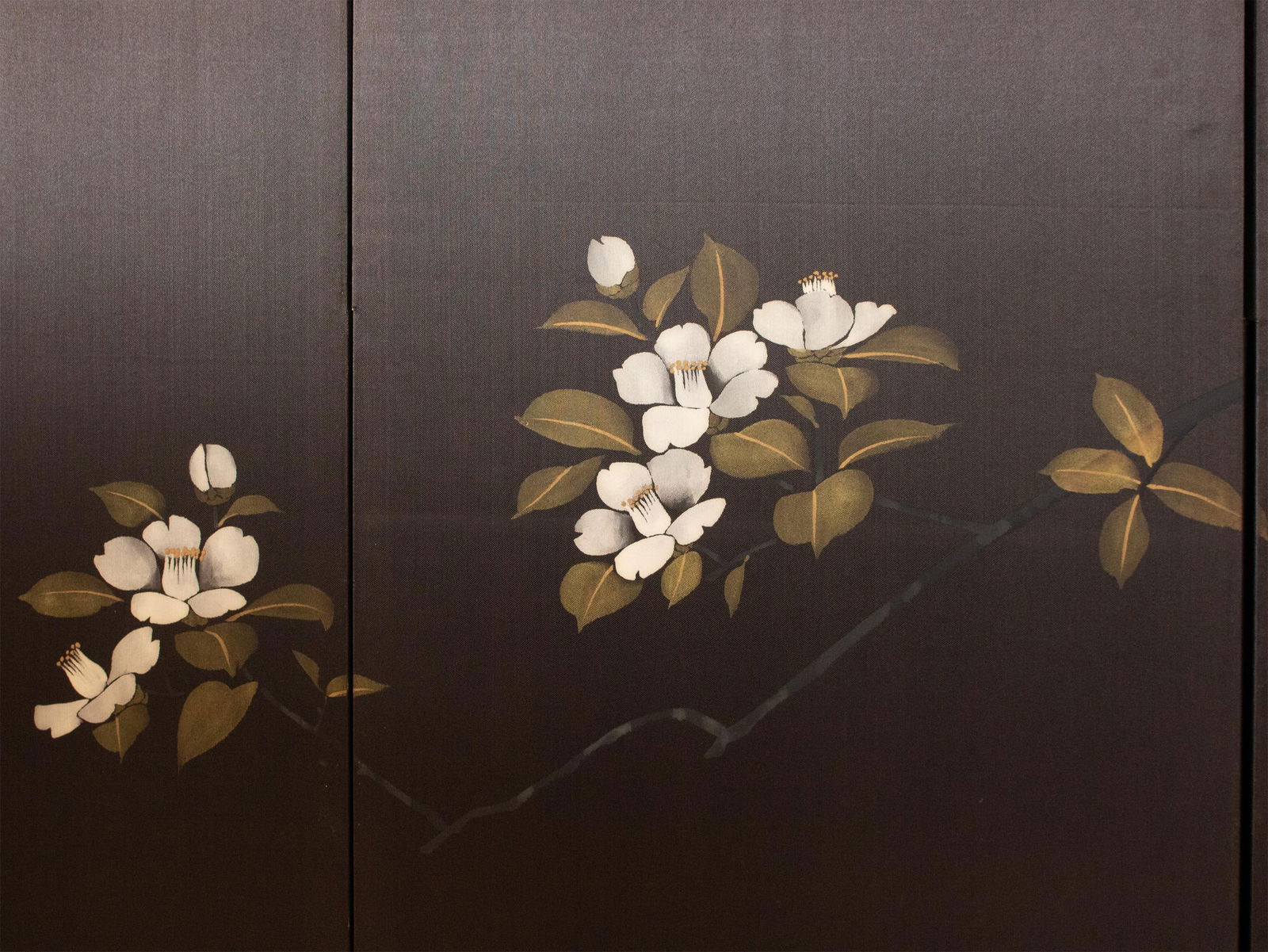 1960s ShÅwa Era Japanese Painted Silk Byobu Screen "Magnolia" - 4