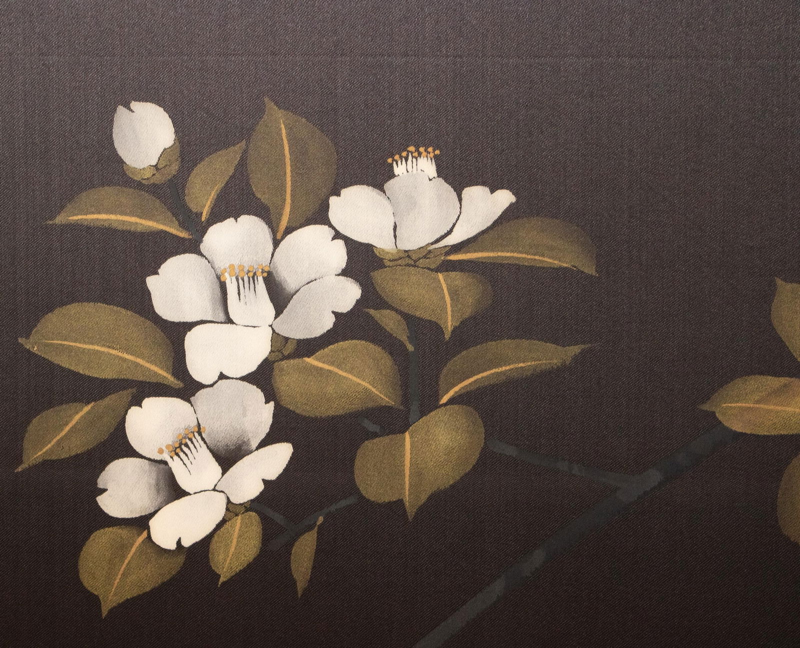 1960s ShÅwa Era Japanese Painted Silk Byobu Screen "Magnolia" - 6