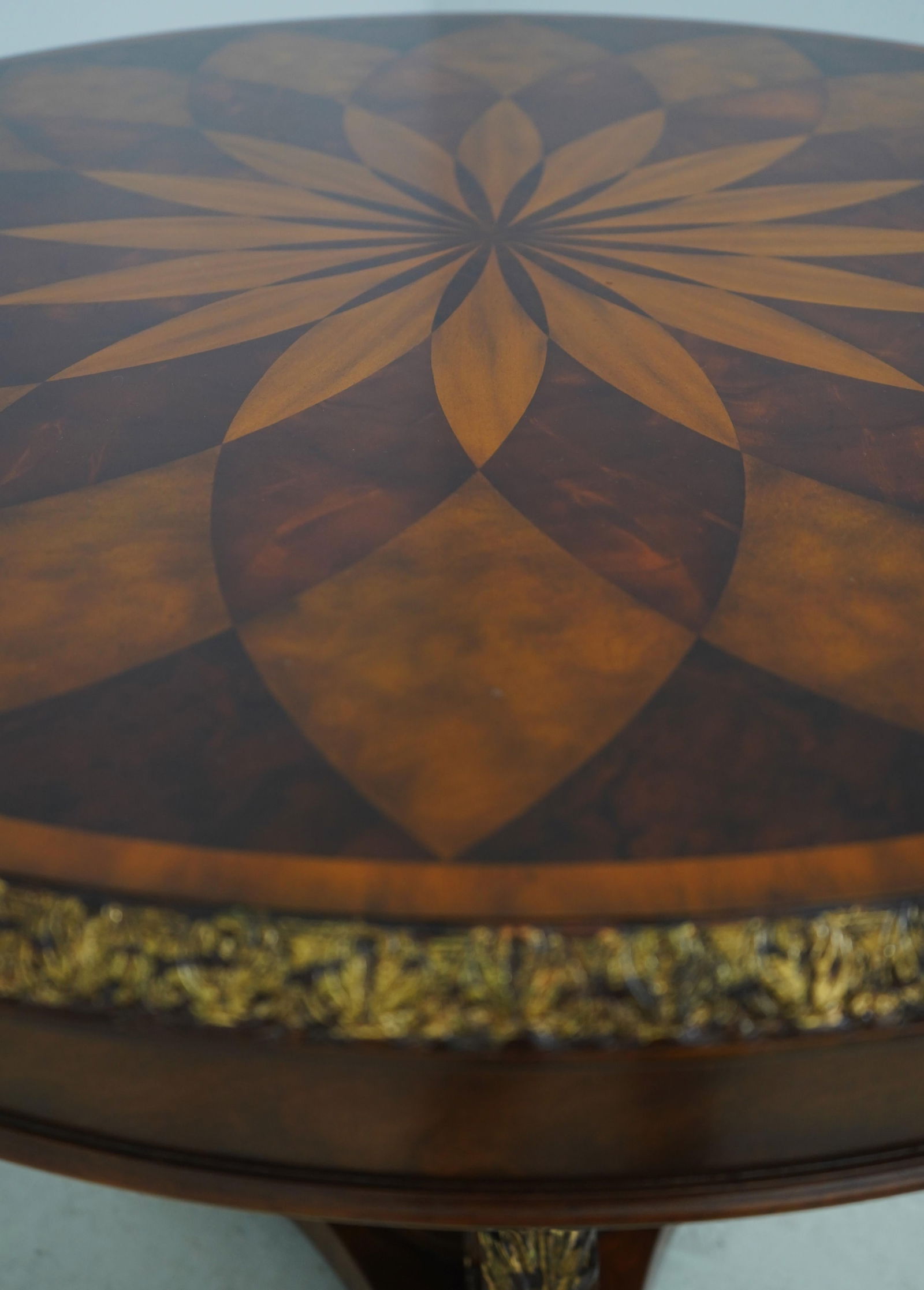Maitland Smith Round Inlaid Top Bronze Feet Center Table - 11