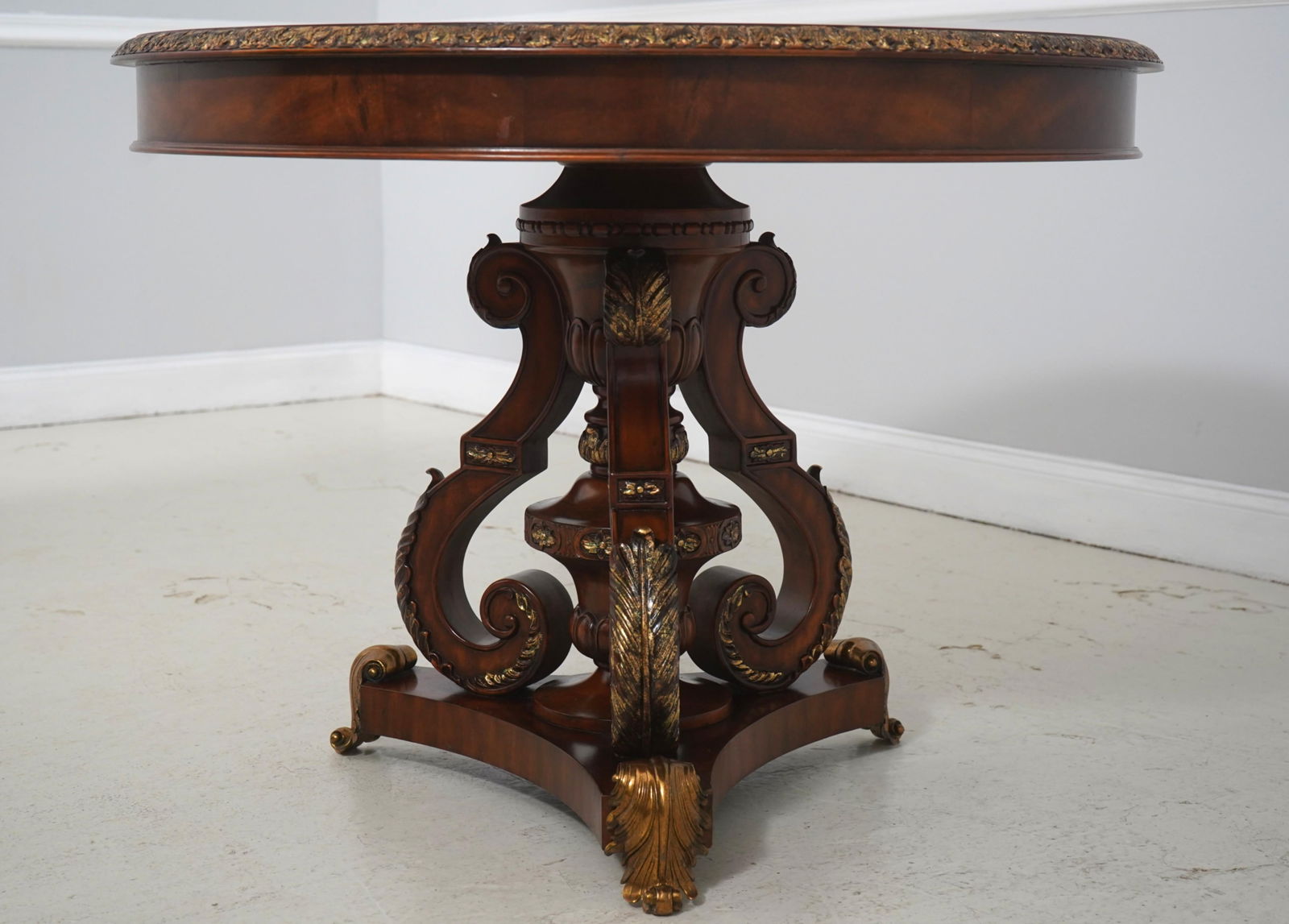 Maitland Smith Round Inlaid Top Bronze Feet Center Table - 2