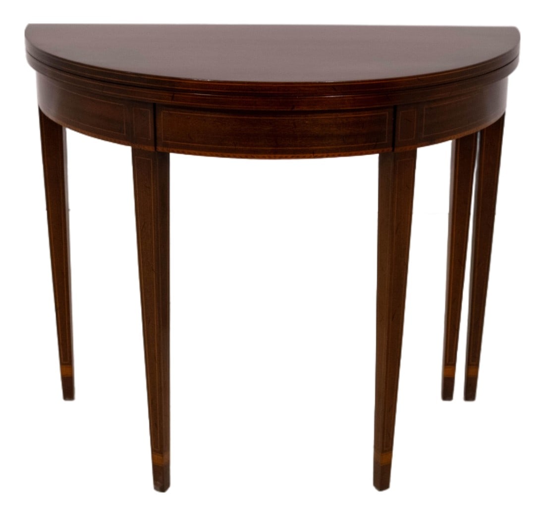 Kittinger Mahogany Gate Leg Demilune Inlaid Game Table (1 of 13)