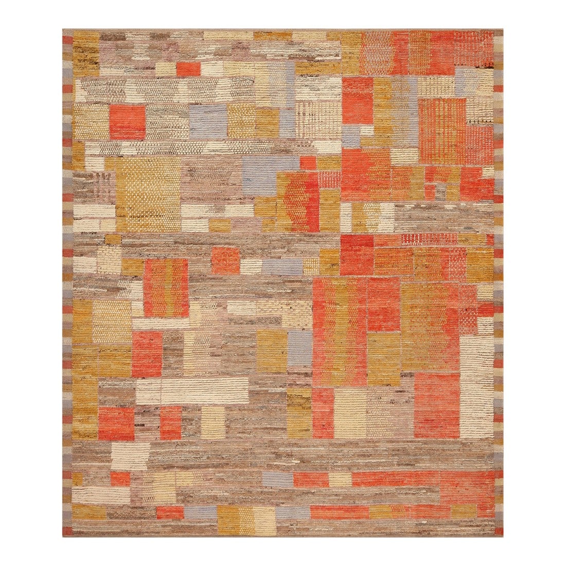 Nazmiyal Collection Modern Geometric Rug: Inspiring Vibrant Colors Modern Geometric Rug, Country of Origin: Central Asia, Circa Date: 21st Century Condition: Imperfections: No Imperfections Condition Notes: This rug is in excellent