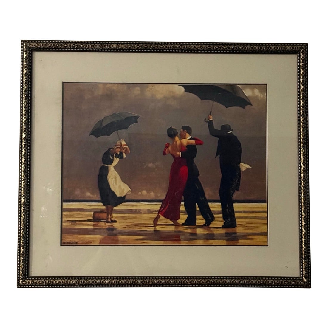 1970s "The Singing Butler" Jack Vettriano, Framed Print: The Singing Butler Jack Vettriano, Framed Print 27x34 Excellent condition no damages Signed Print Measurements : 27x34 The Singing Butler" by Jack Vettriano is a large framed print that