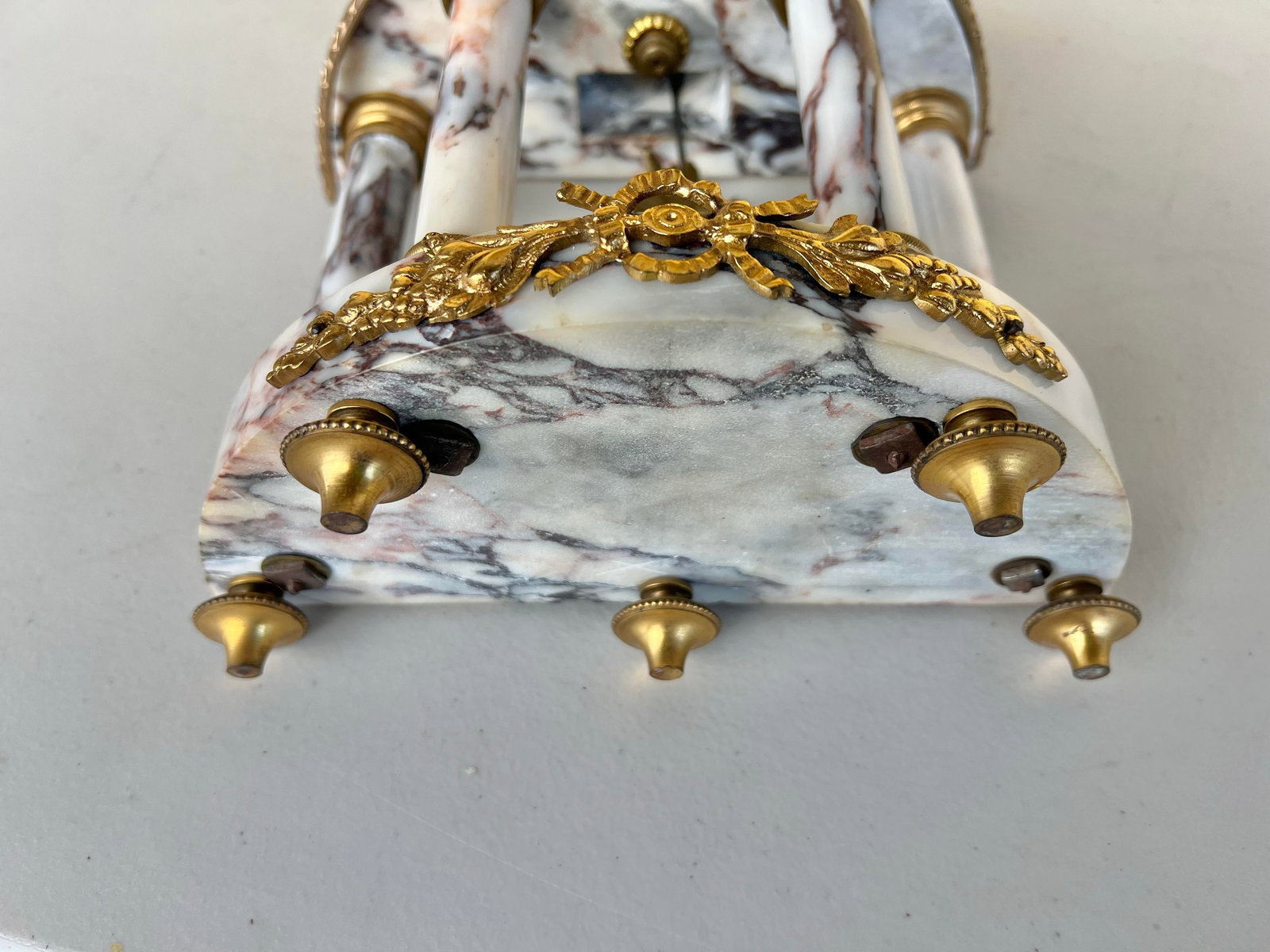 Vintage French Marble Ormolu Column Clock - 11