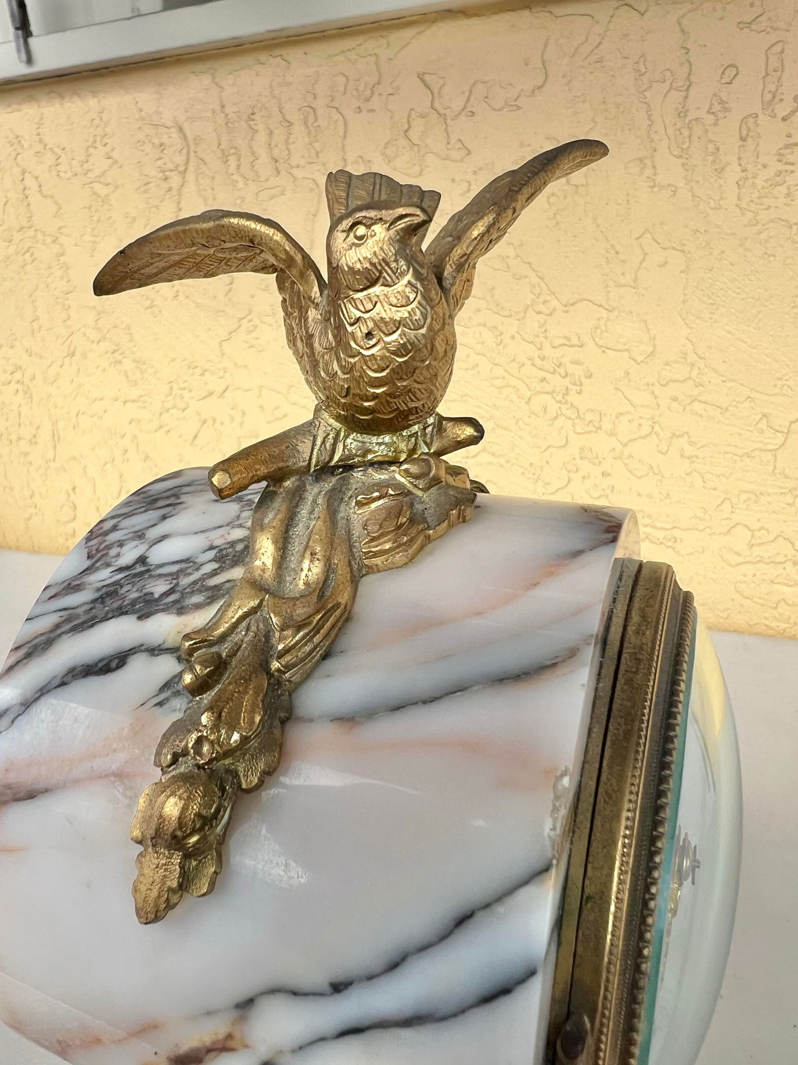 Vintage French Marble Ormolu Column Clock - 4