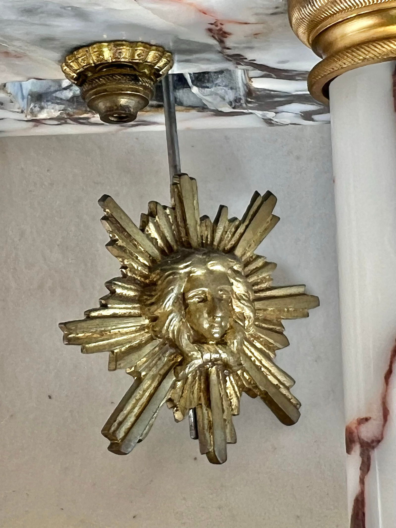 Vintage French Marble Ormolu Column Clock - 8