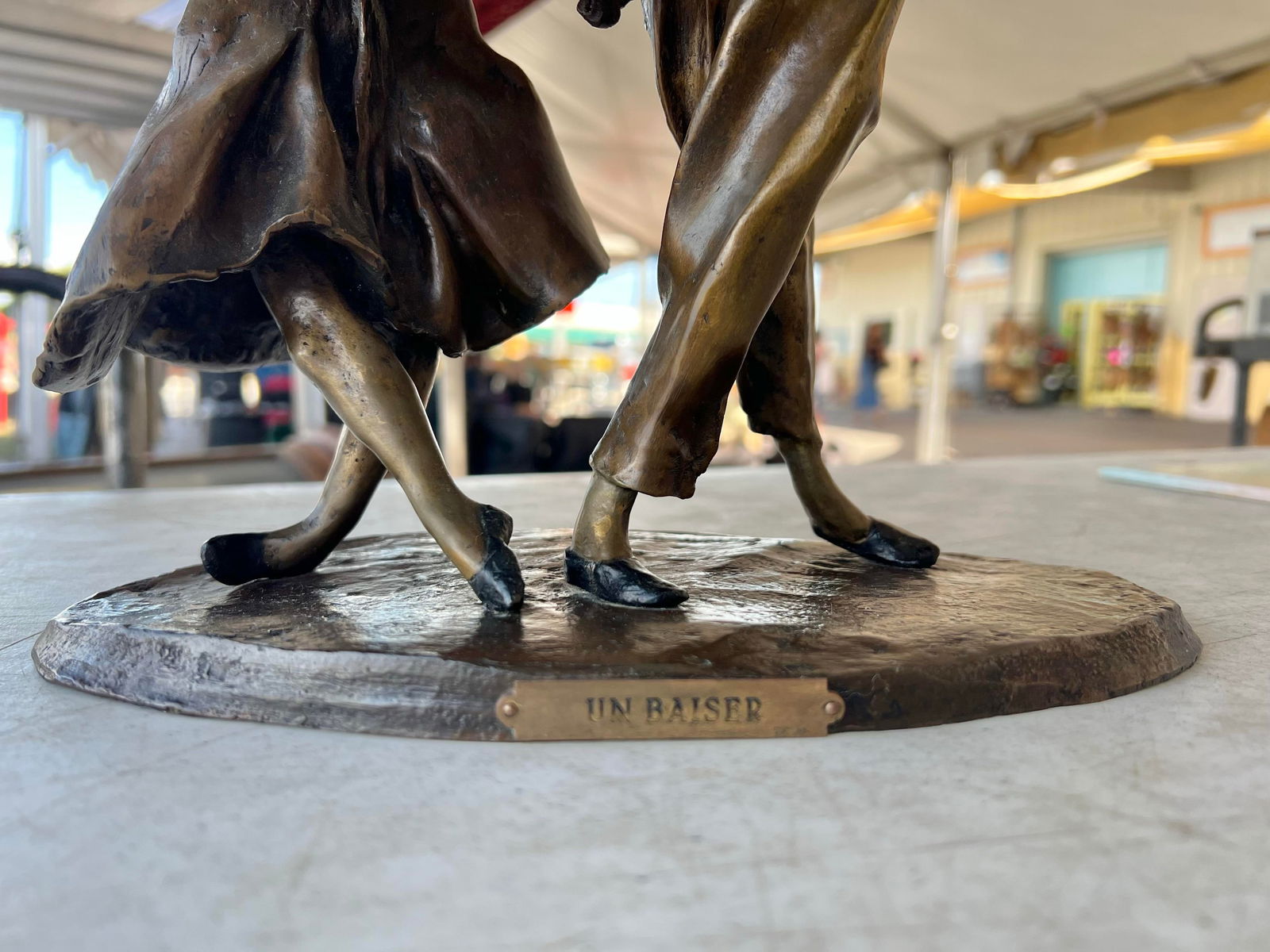 Vintage French "A Kiss" Lost Wax Bronze Signed Statue - 4