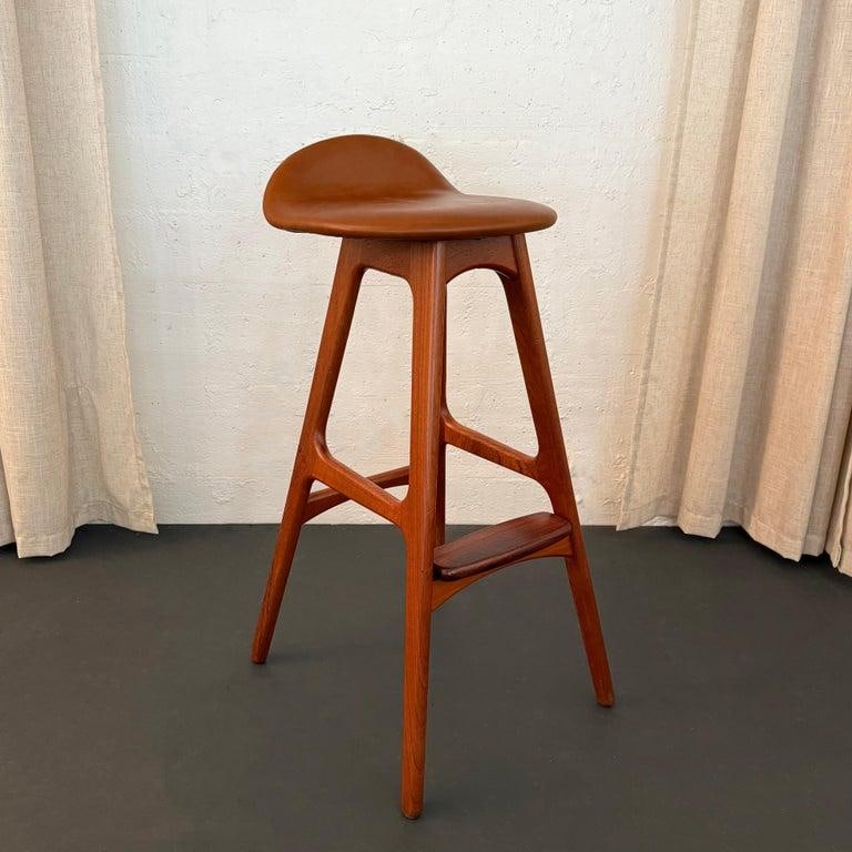 1960s Scandinavian Modern Teak Leather Model Od61 Bar Stool by Erik Buch - 2