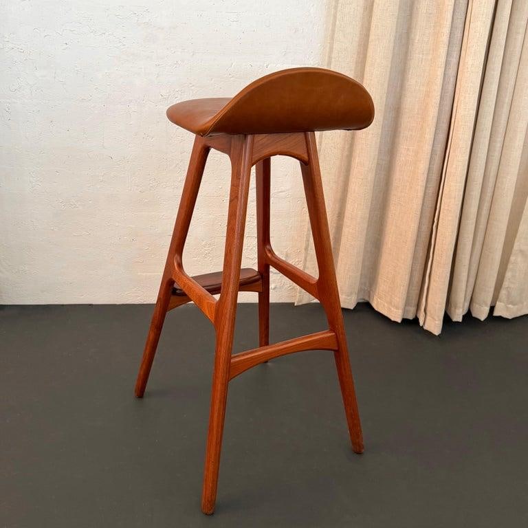 1960s Scandinavian Modern Teak Leather Model Od61 Bar Stool by Erik Buch - 4