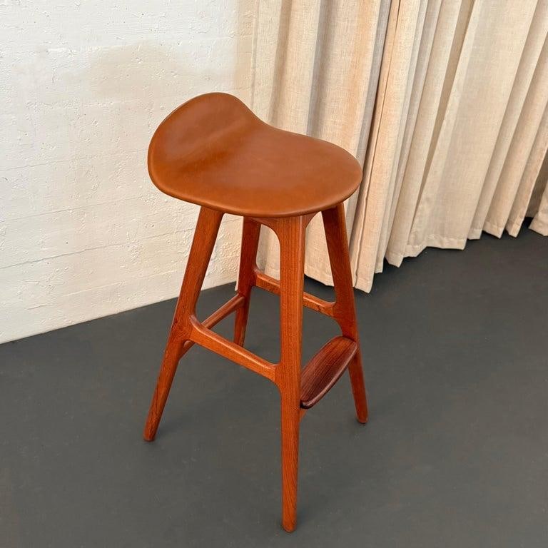 1960s Scandinavian Modern Teak Leather Model Od61 Bar Stool by Erik Buch - 6