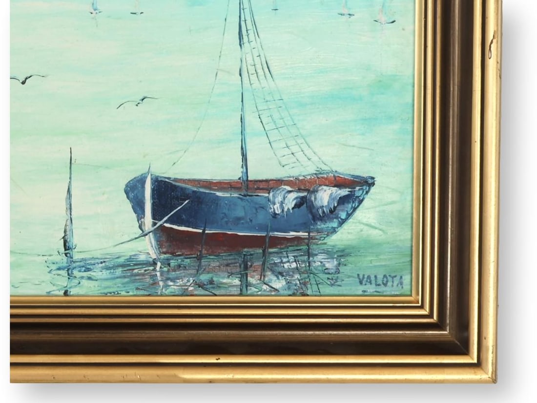 Midcentury Italian Seascape With Fishing Boats - 2