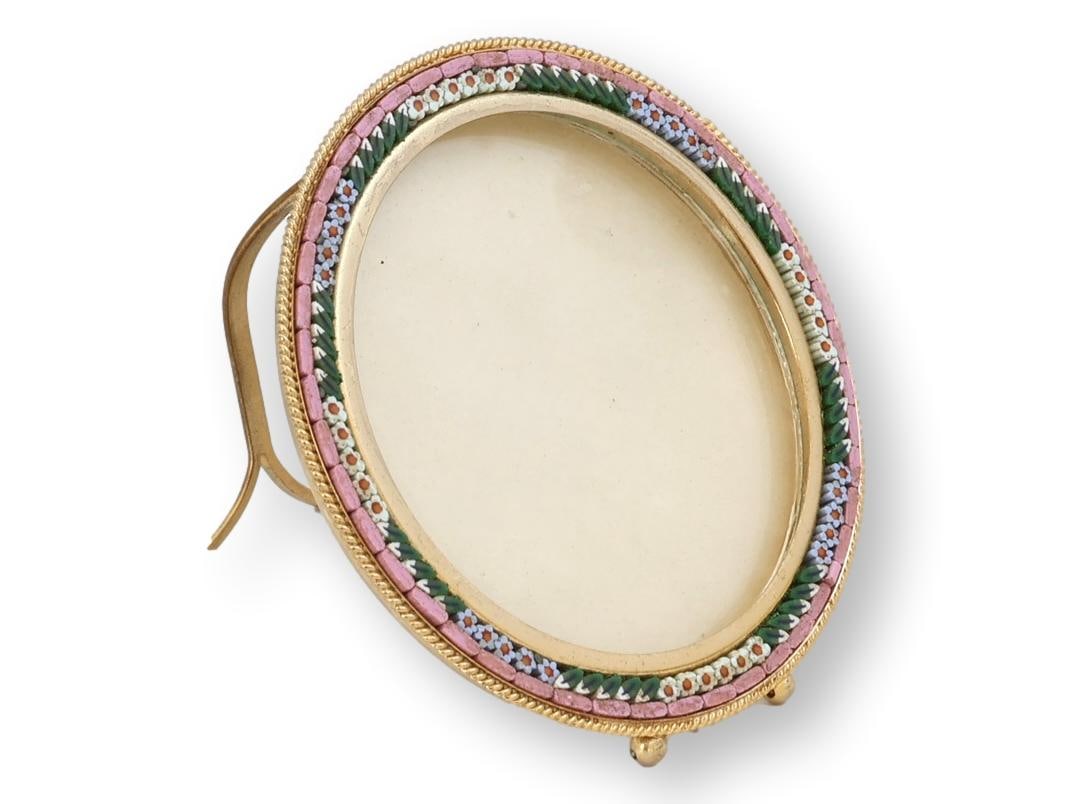 Midcentury Italian Micromosaic Round Picture Frame - 2
