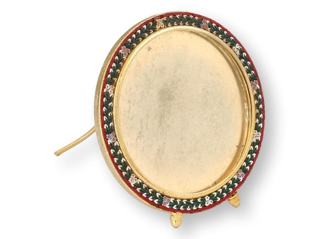 Midcentury Italian Micromosaic Round Picture Frame - 3