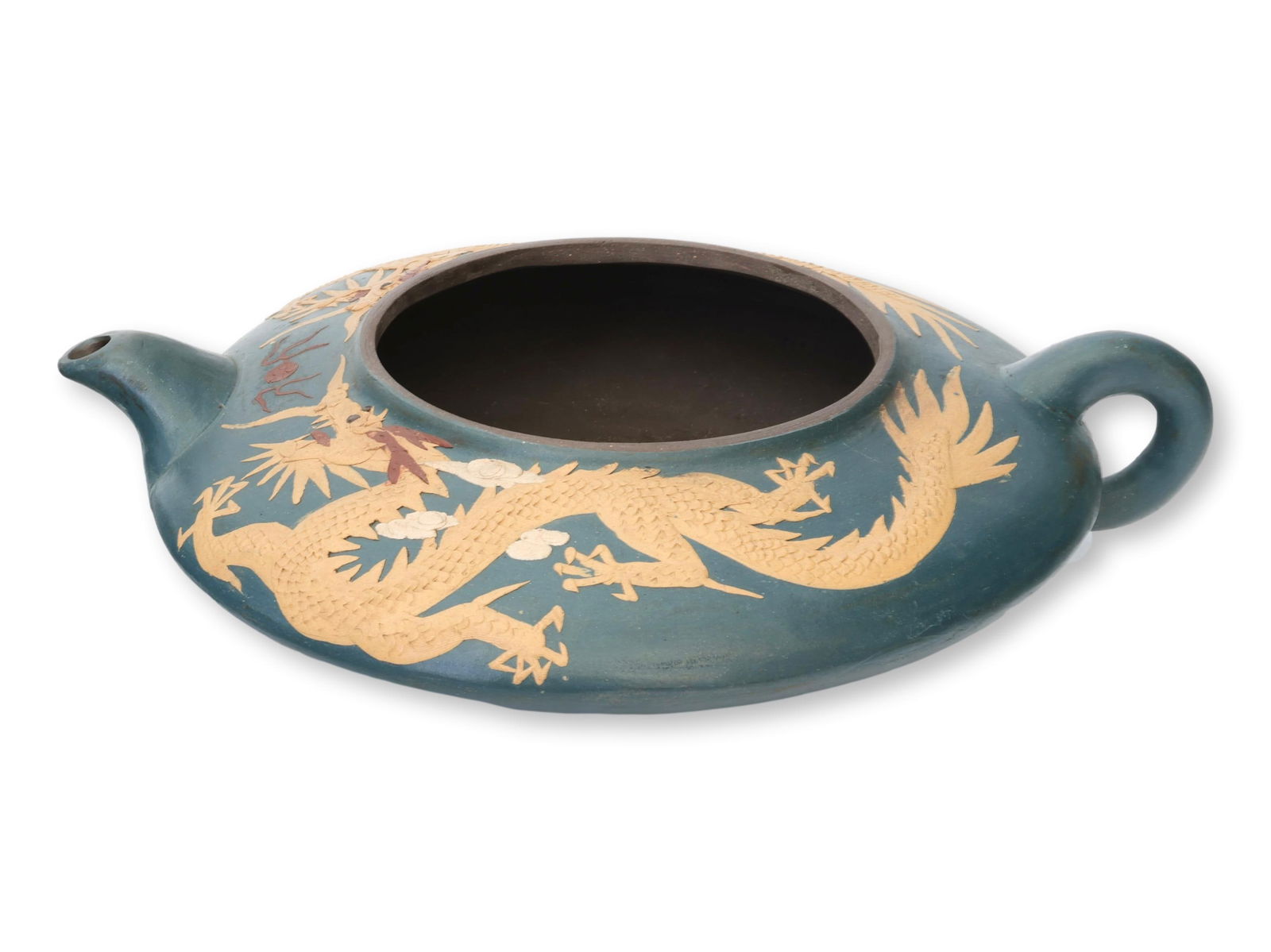 Antique Chinese Yixing Zisha Clay Teapot with Dragon Decoration - 6