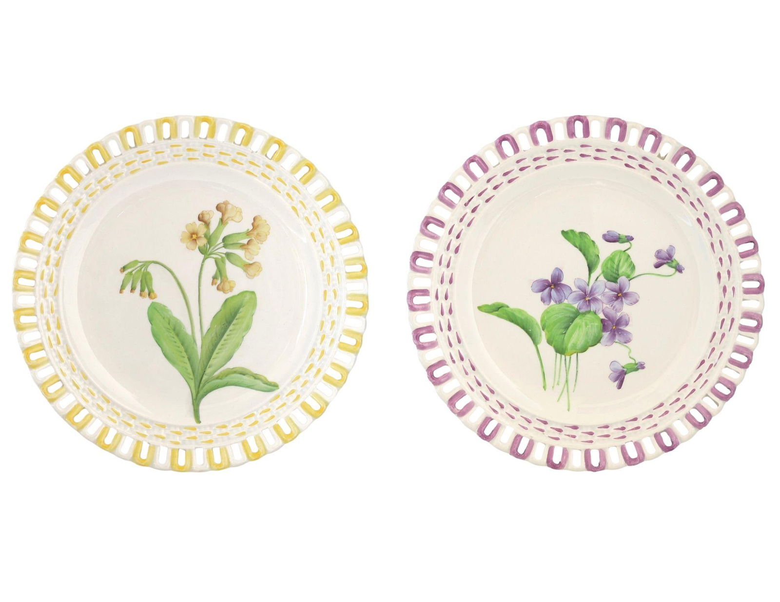 Antique French Luneville Floral Dessert Set With Cake Stand - 3