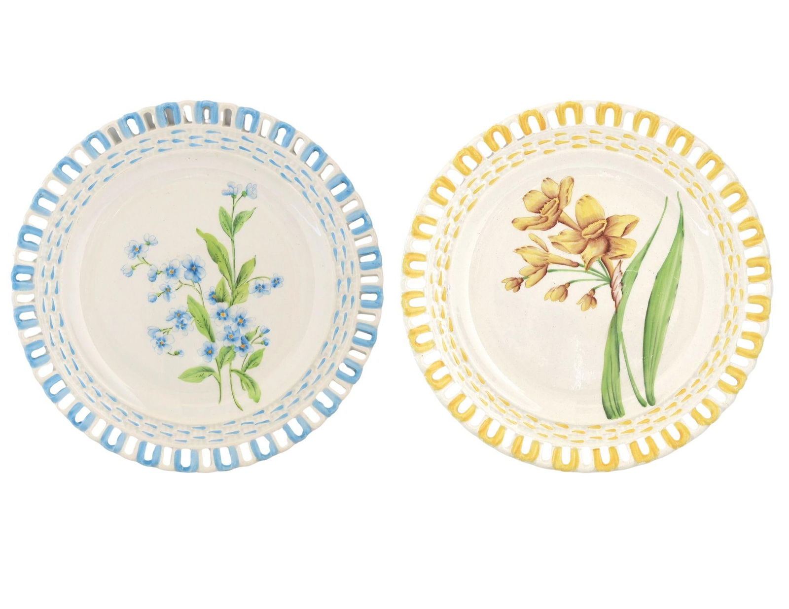 Antique French Luneville Floral Dessert Set With Cake Stand - 5