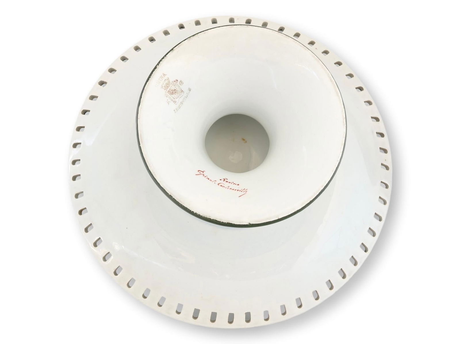 Antique French Luneville Floral Dessert Set With Cake Stand - 8