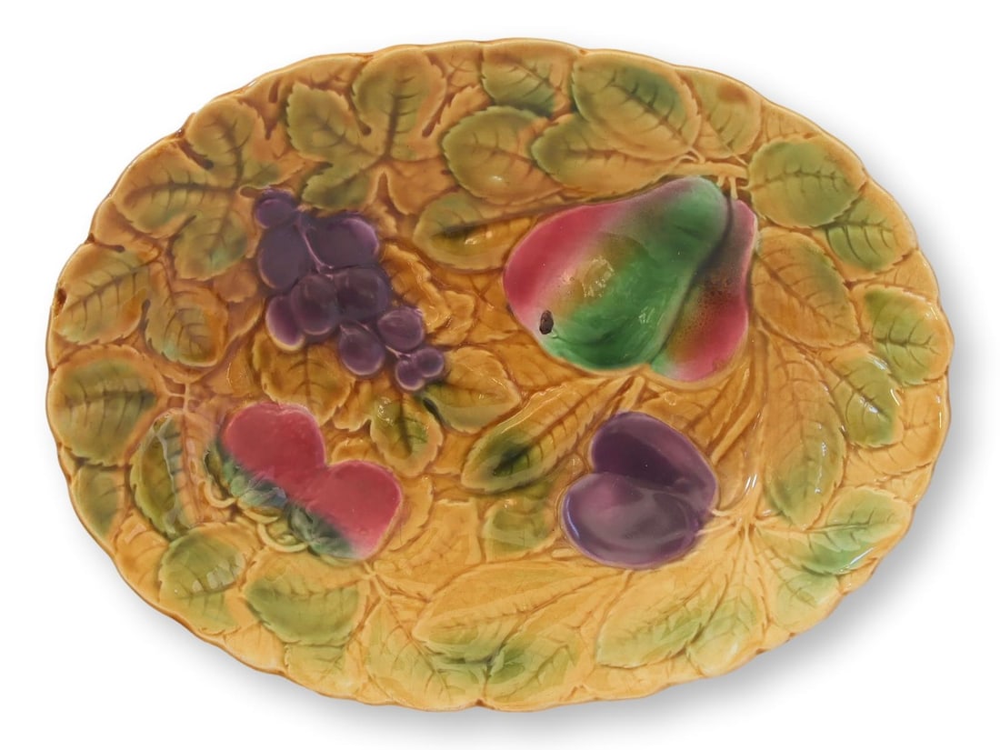 Early 1900s French Sarreguemines Majolica Fruit Serving Set - 2