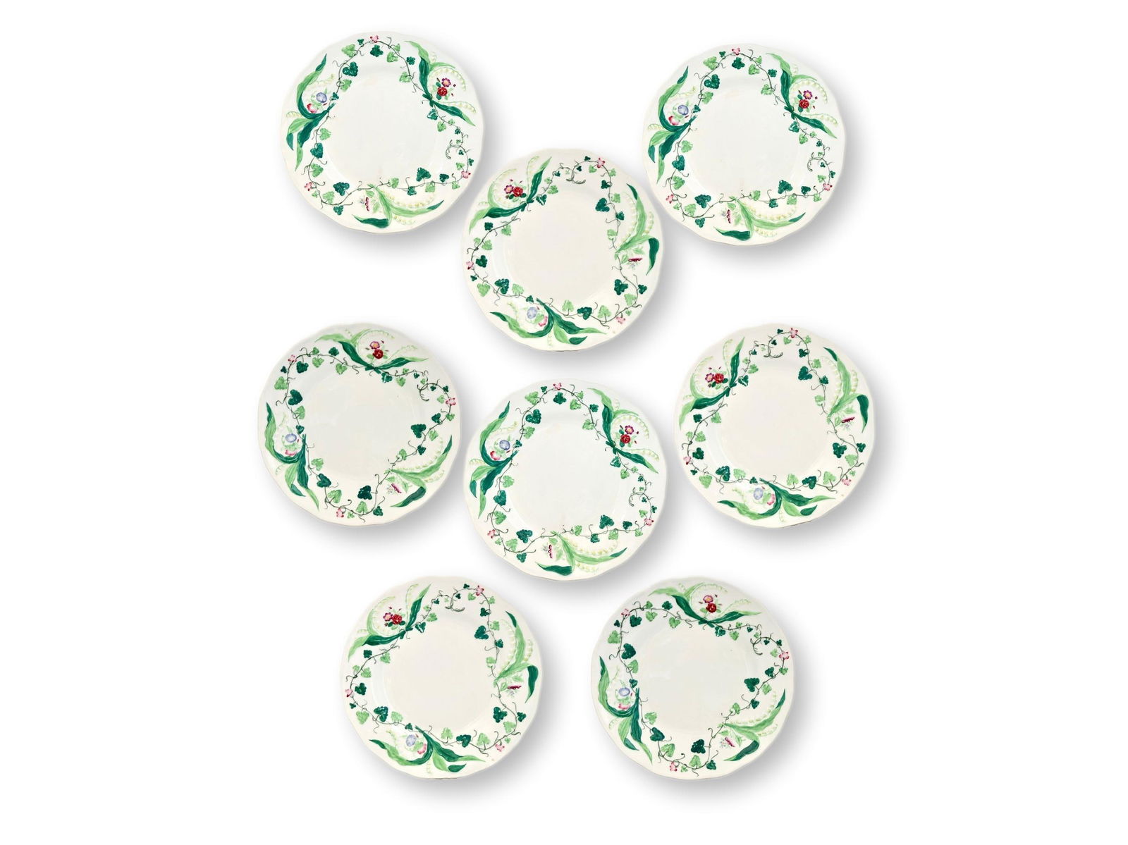 Set of 8 Antique Creil et Montereau Muguet Plates - 4