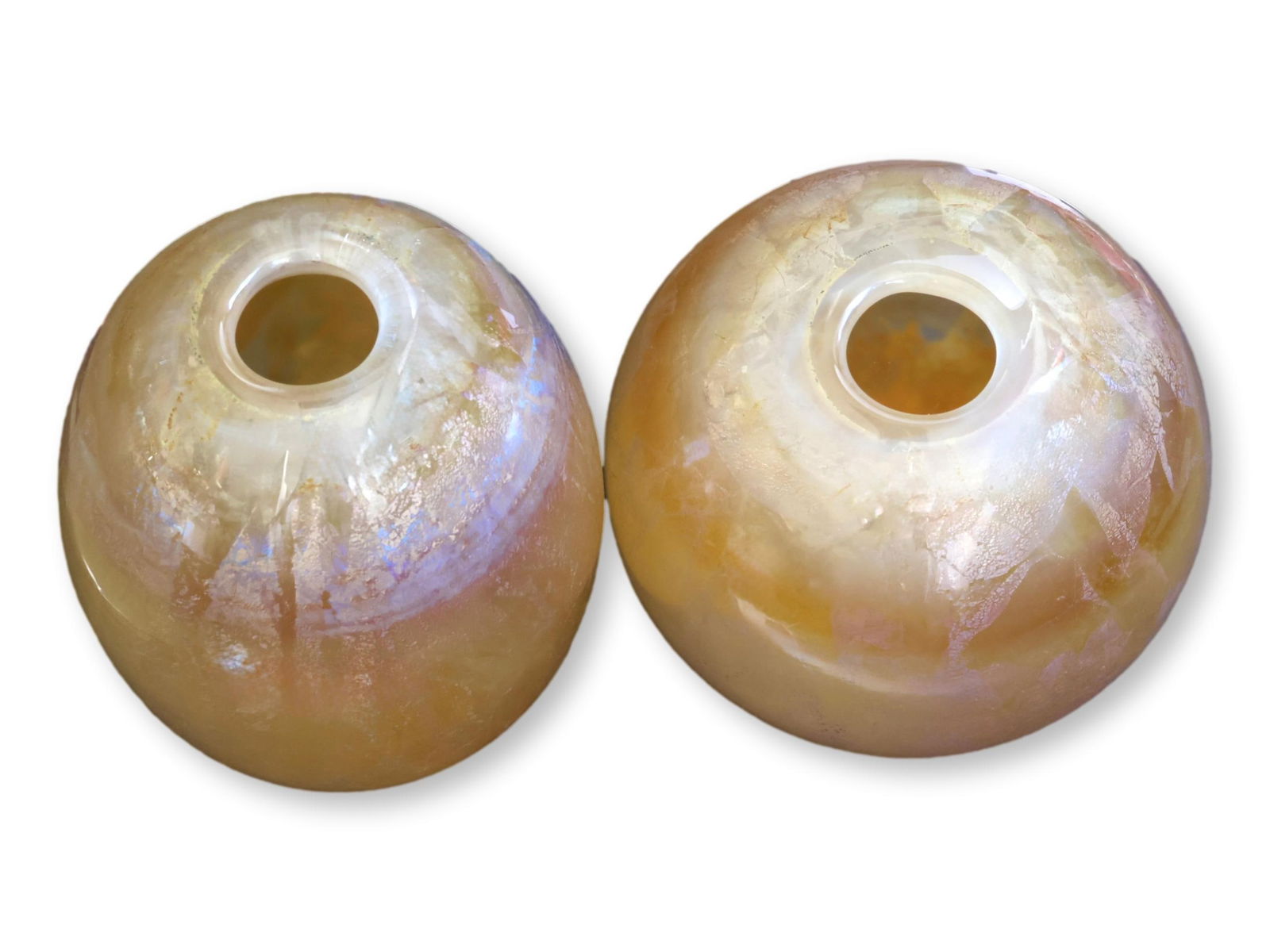 Italian Murano Style Encased Silver Foil Art Glass Vases, Pair - 6