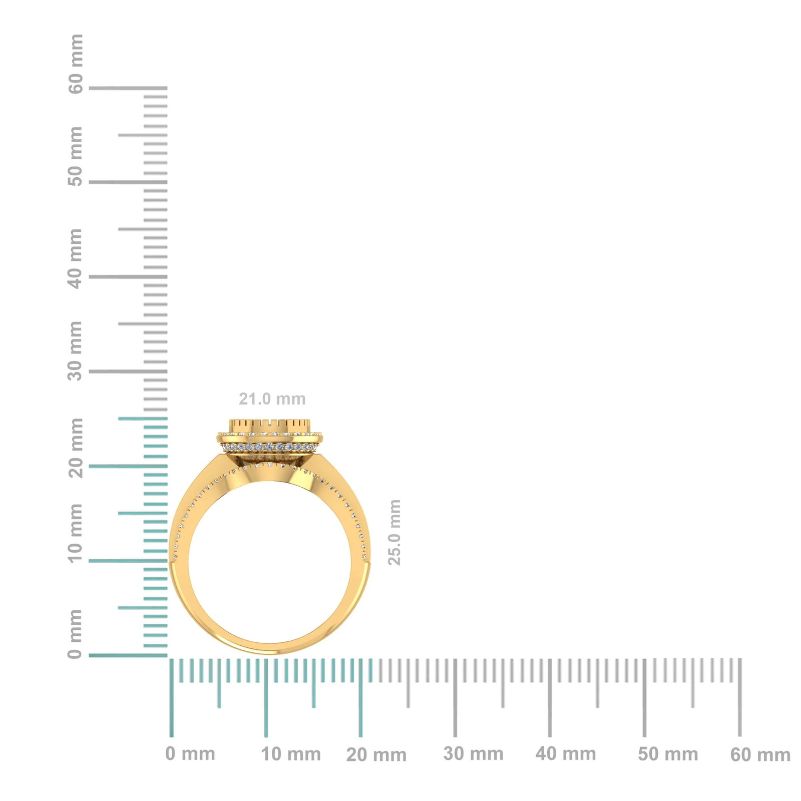 10K Yellow Gold Round Baguette Diamond Halo Sz 7 Designer Ladies Ring 7/8 Cttw - 2