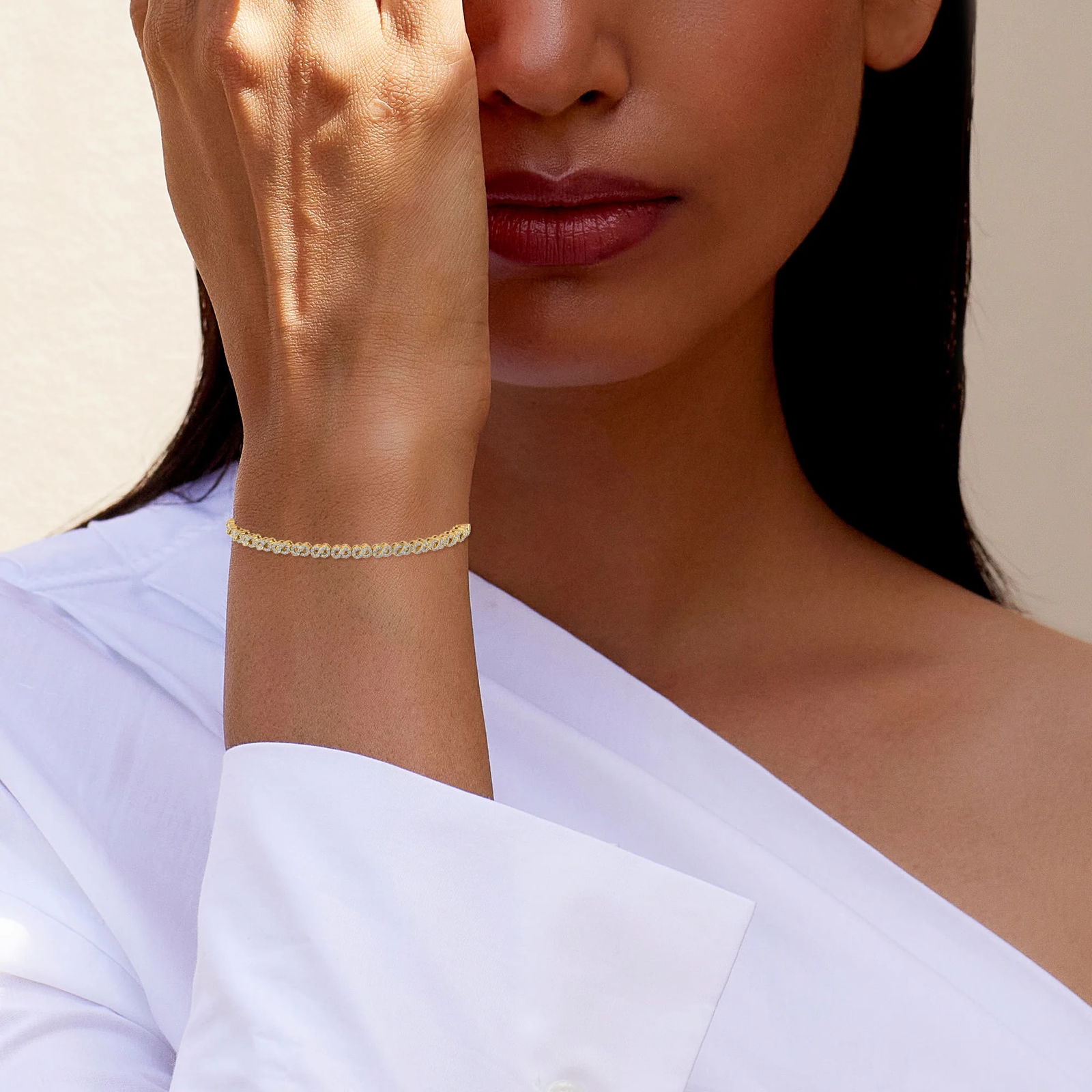 10K Yellow Gold Round Diamond Infinity Designer 7 Inch Bracelet 1-1/2 Cttw - 3