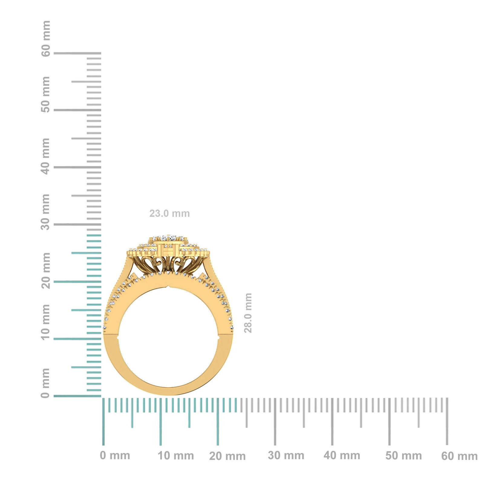 10K Yellow Gold Round Baguette Diamond Womens Sz 7 Designer Bridal Ring 2-3/8 Cttw - 2