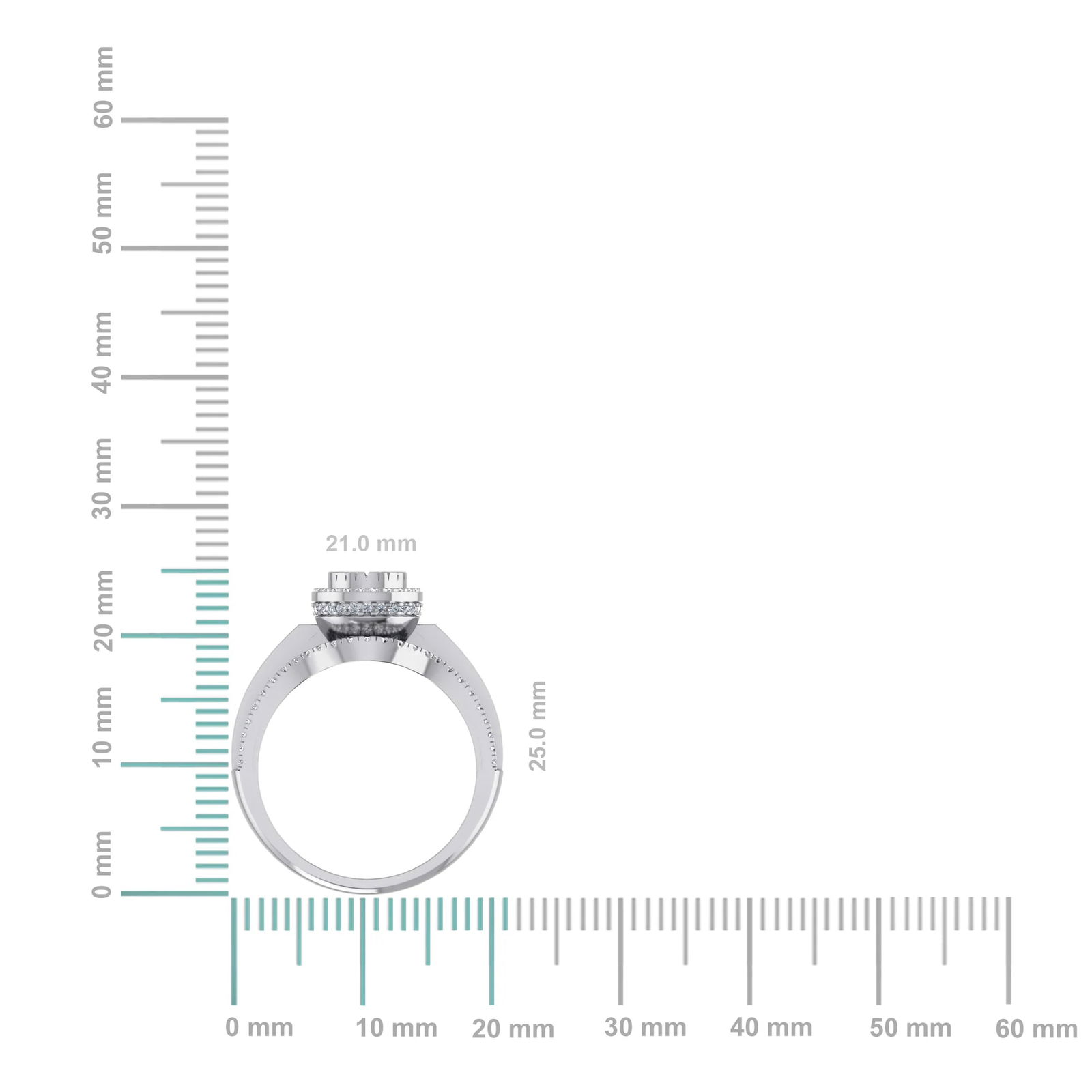 10K White Gold Round Baguette Diamond Pear Shape Sz 7 Designer Ladies Ring 3/4 Cttw - 2