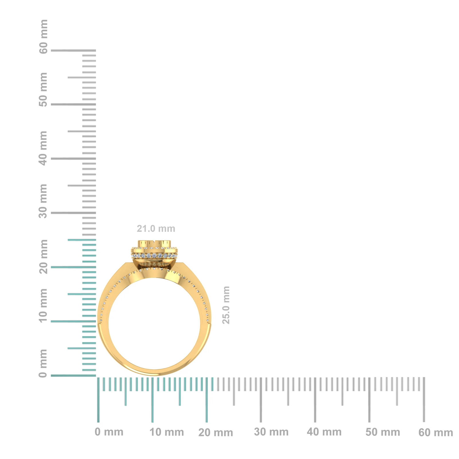 10K Yellow Gold Round Baguette Diamond Pear Shape Sz 7 Designer Ladies Ring 3/4 Cttw - 2