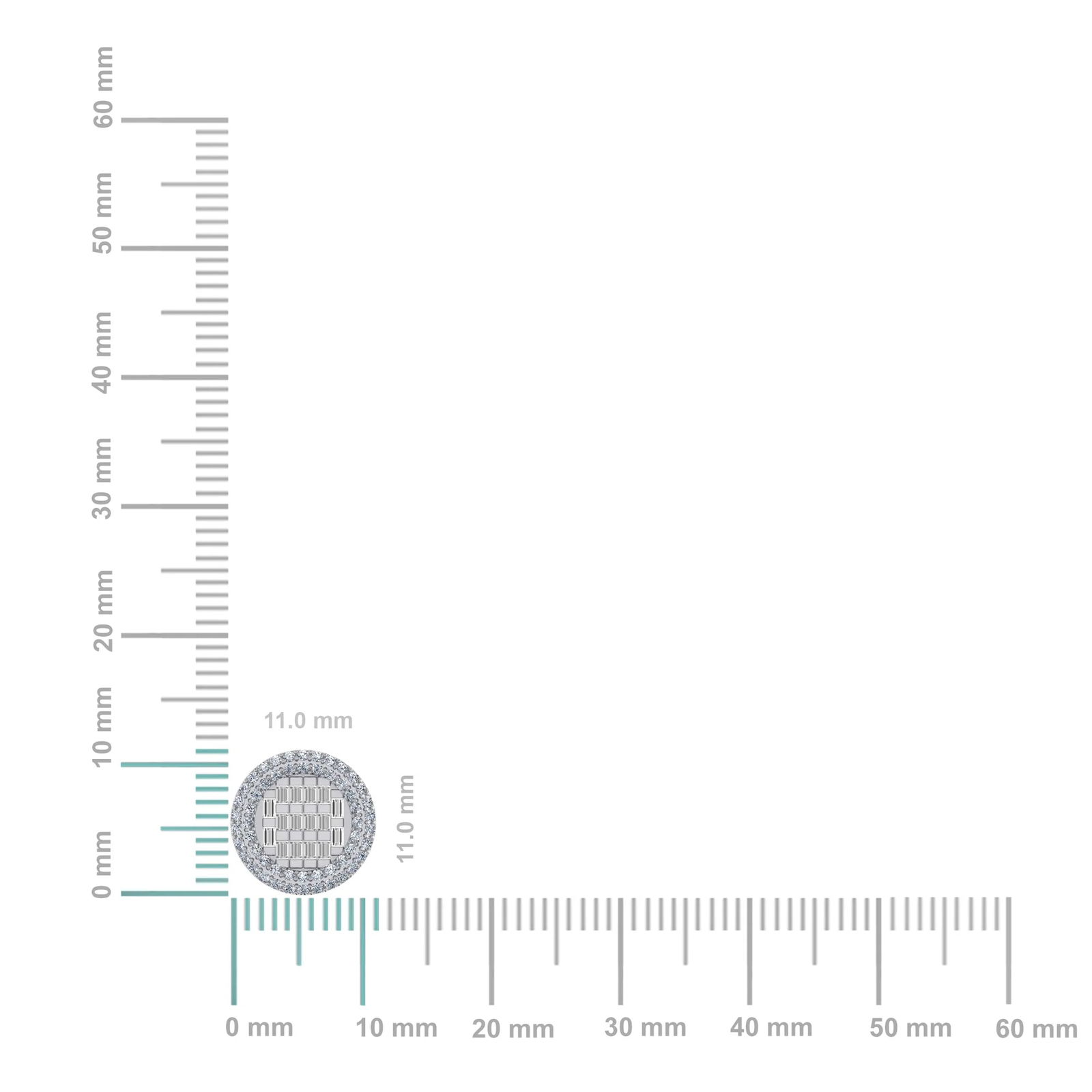 10K White Gold Round Baguette Diamond Halo Designer Earring 5/8 Cttw, A Pair - 2