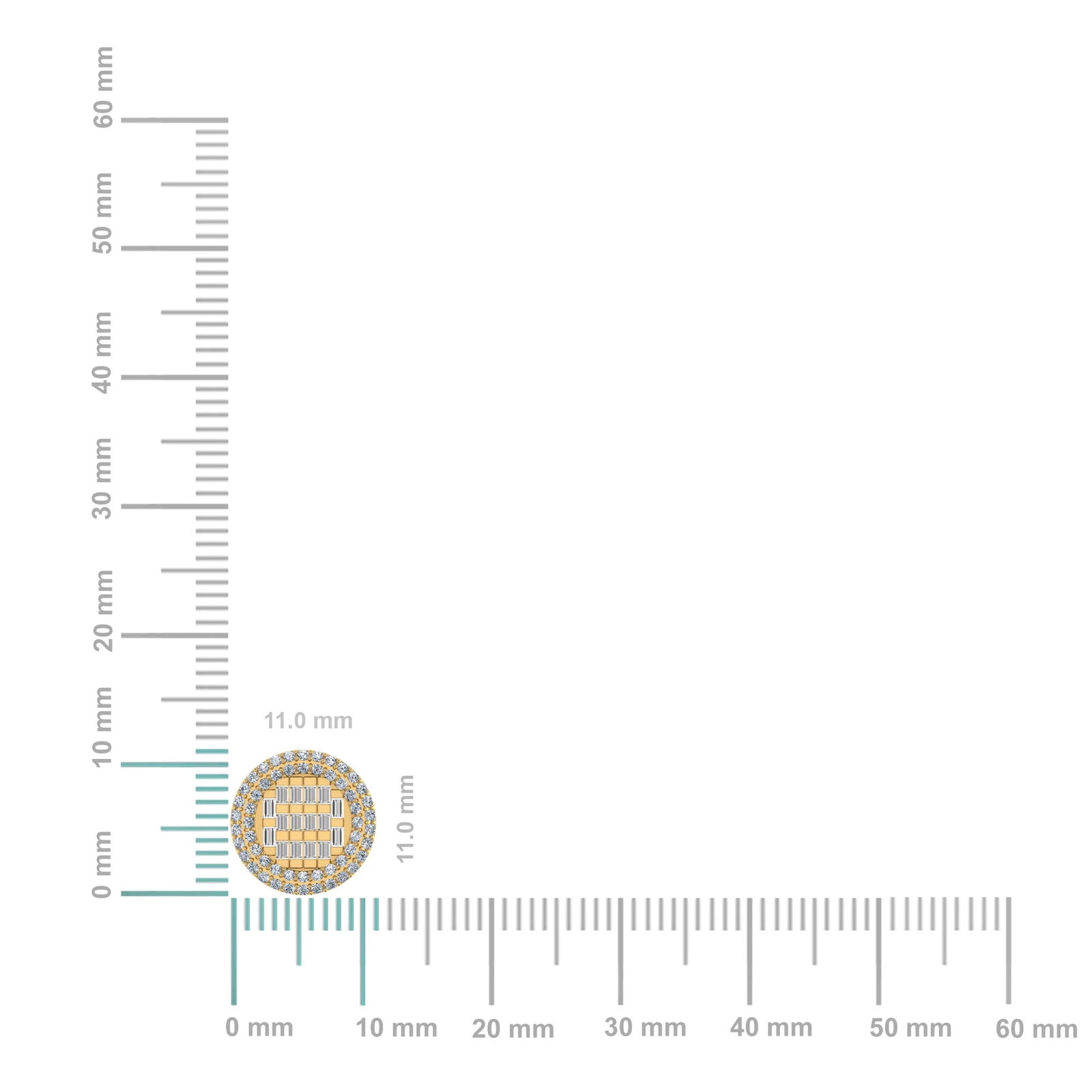 10K Yellow Gold Round Baguette Diamond Halo Designer Earring 5/8 Cttw, A Pair - 2