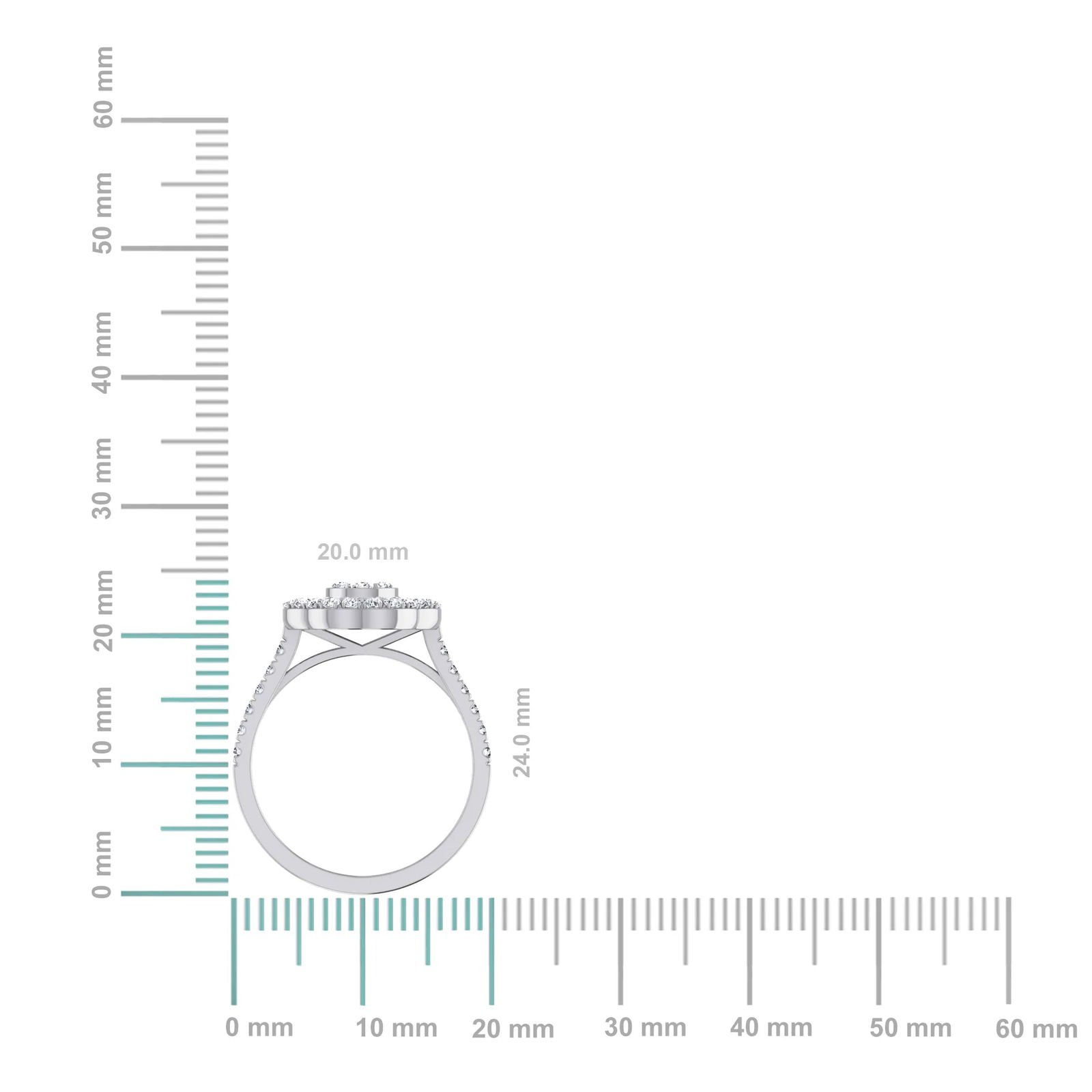 14K White Gold Round Baguette Diamond Womens Sz 7 Designer Ring 7/8 Cttw, Size 7 - 2