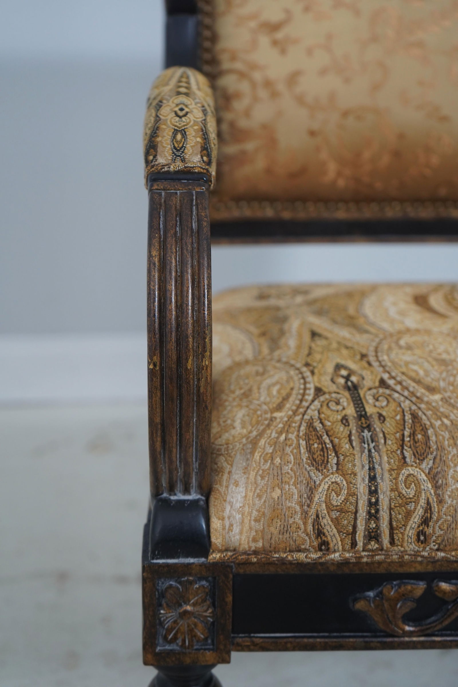 Pair of French Louis XV Style Upholstered Armchairs - 16