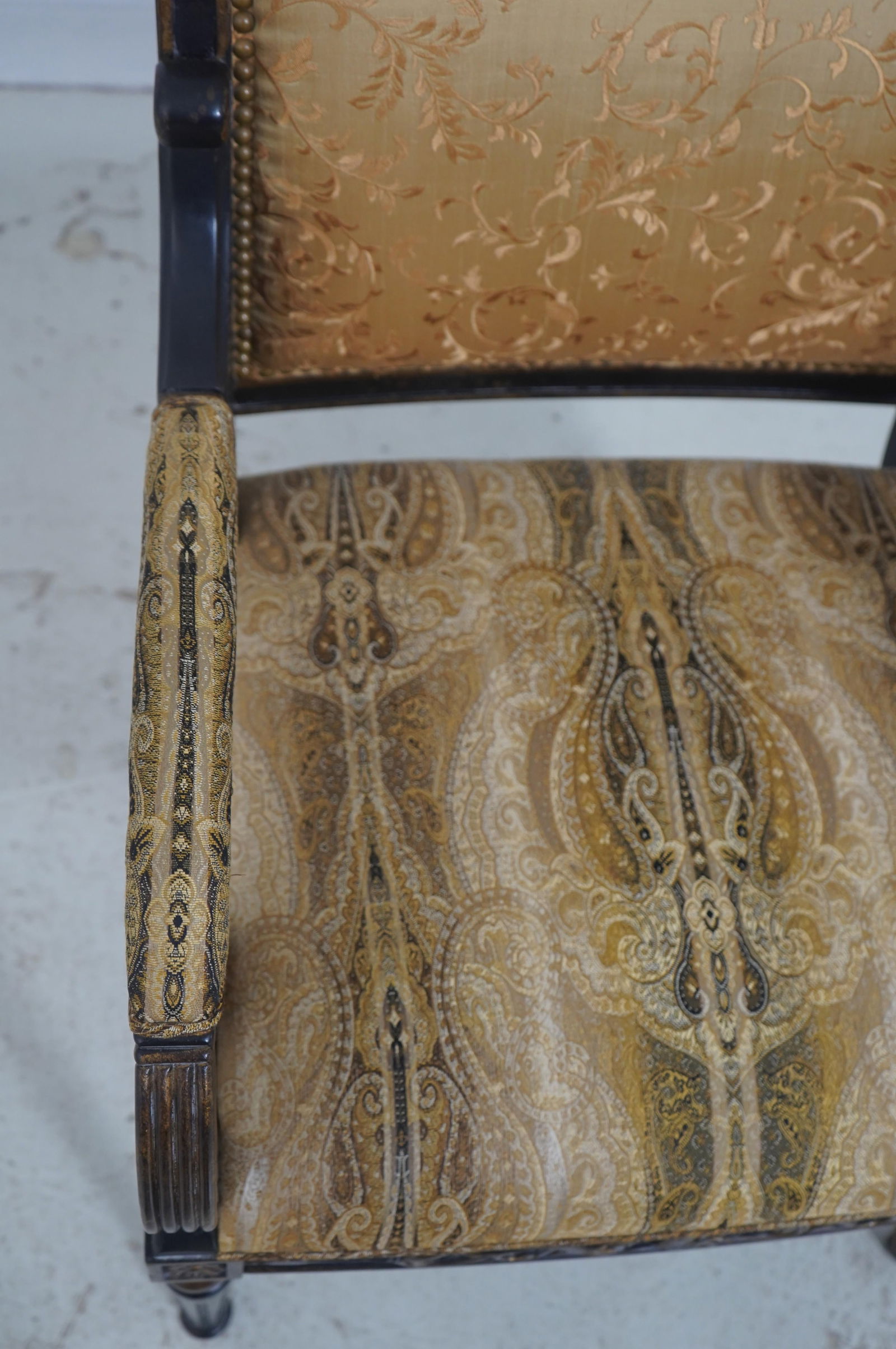 Pair of French Louis XV Style Upholstered Armchairs - 7