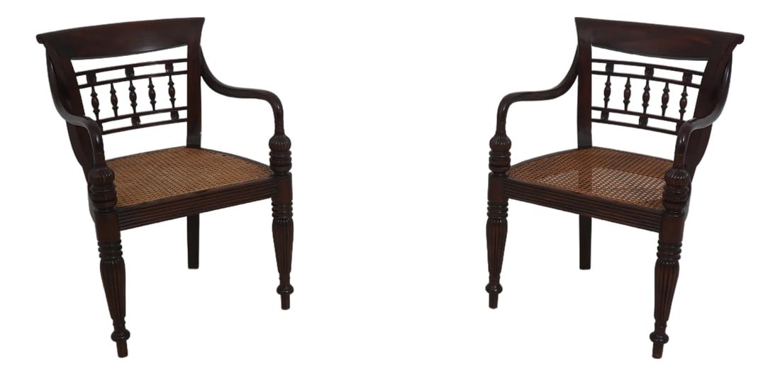 Pair of Cane Seat Mahogany Armchairs (1 of 18)