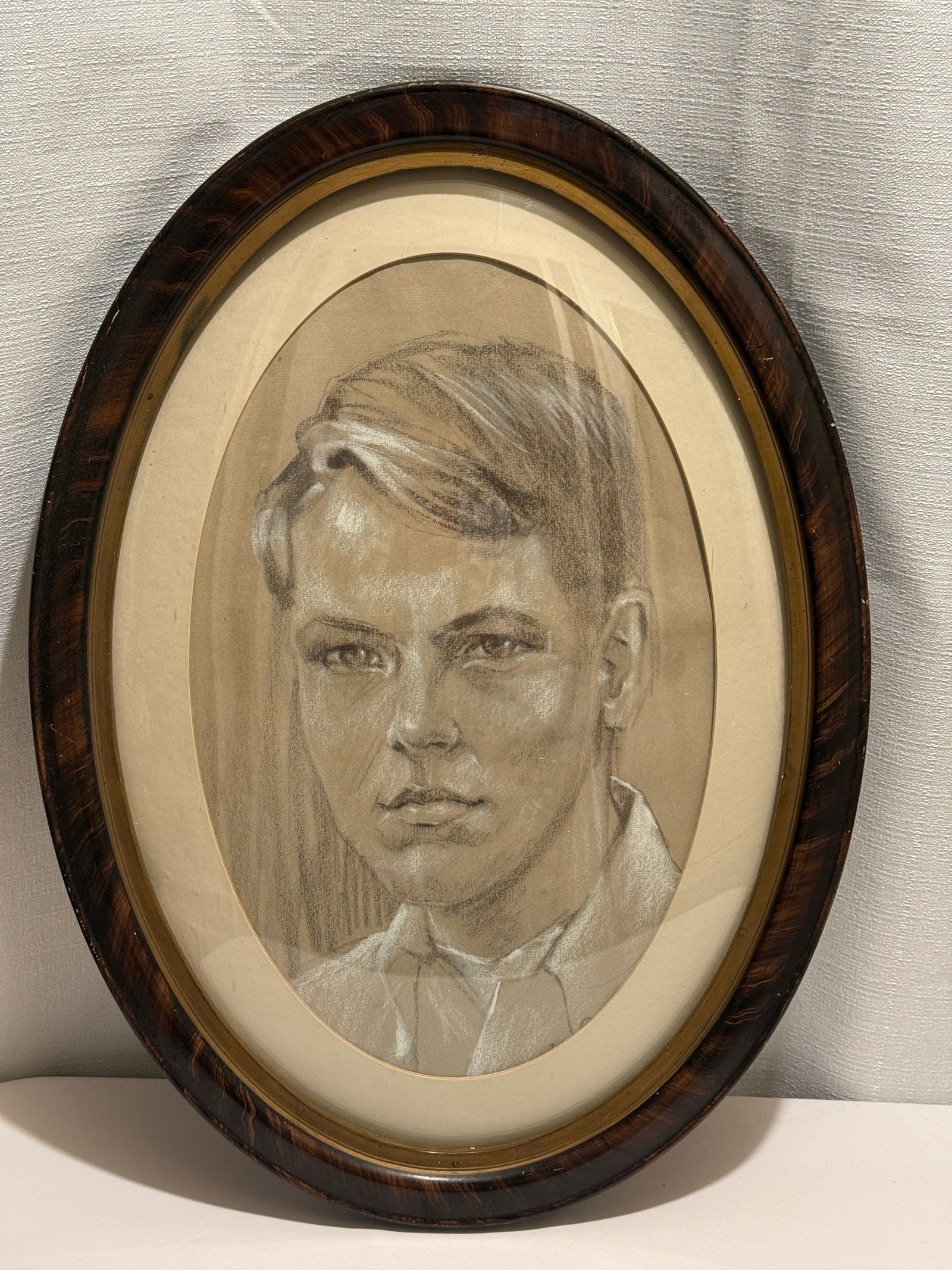 Vintage 1940s "The American Dreamer" Charcoal Portrait by Turtle and Crane – Ralph Lauren - 2