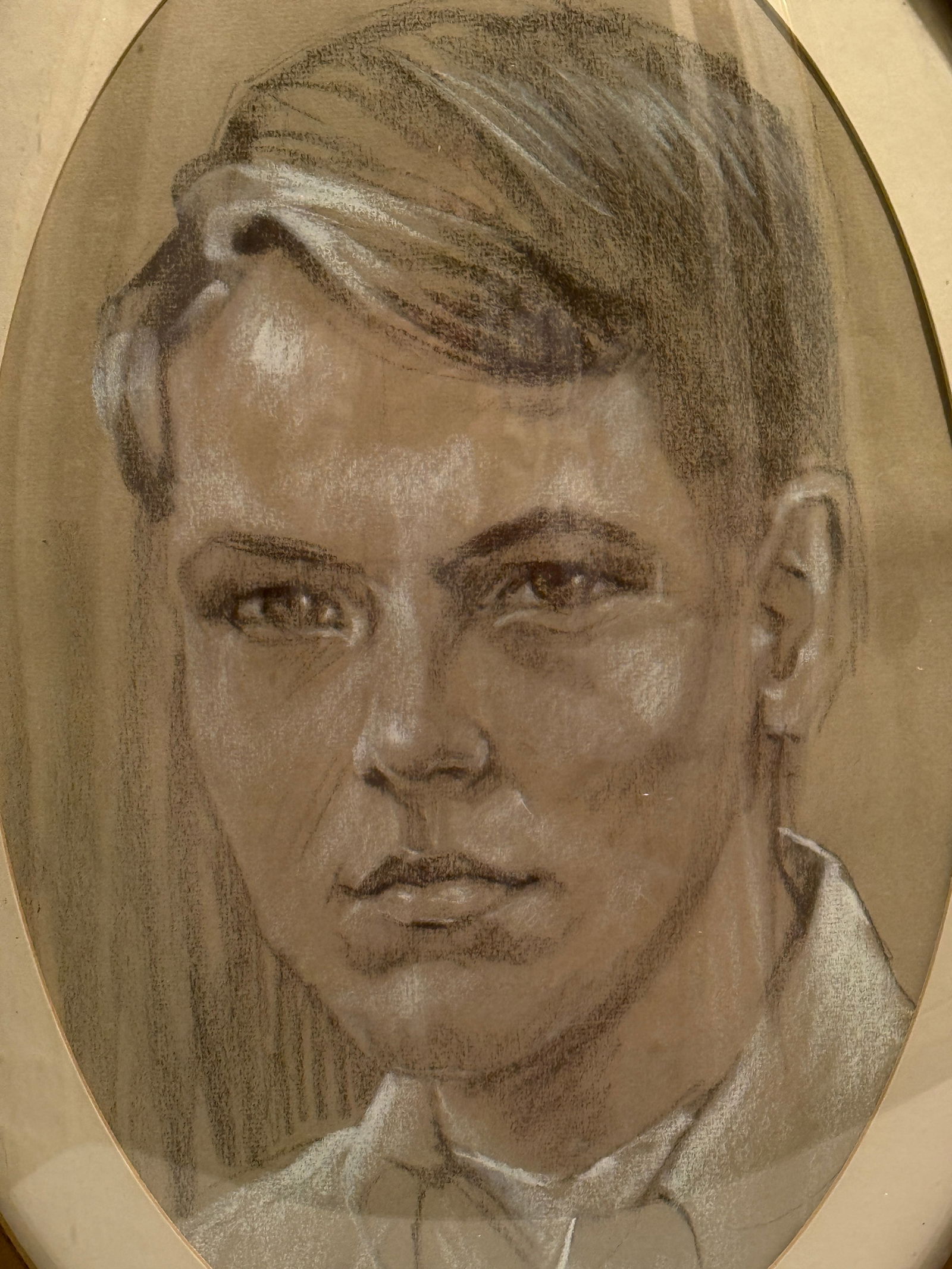 Vintage 1940s "The American Dreamer" Charcoal Portrait by Turtle and Crane – Ralph Lauren - 3