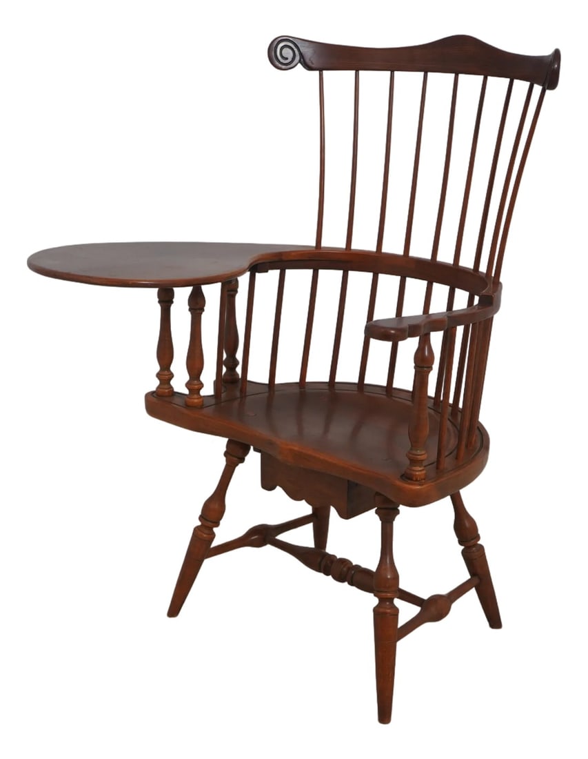 Frederick Duckloe Oak, Cherry, and Walnut Comb-Back Windsor Desk Writing Chair (1 of 18)