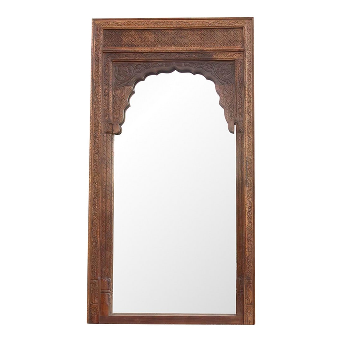 116" Tall Moorish Arch Carved Palace Floor Mirror: This is architectural grandeur at its finest. Standing at a breathtaking 116 inches tall, this monumental floor mirror captures the romance of a Moorish palace. It is designed not just to reflect an i