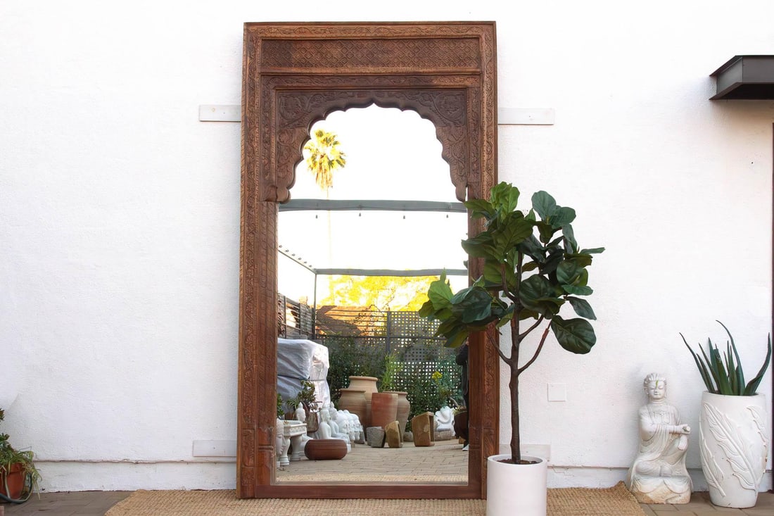 116" Tall Moorish Arch Carved Palace Floor Mirror - 3