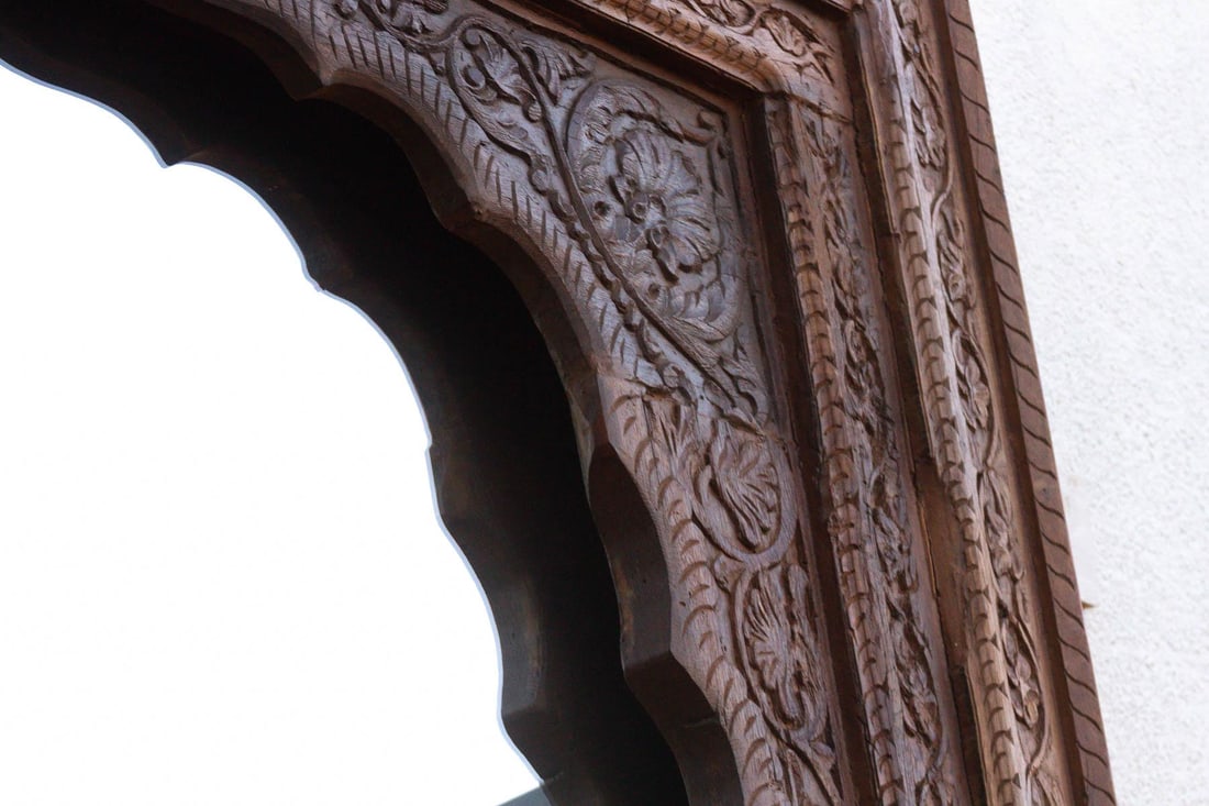 116" Tall Moorish Arch Carved Palace Floor Mirror - 4