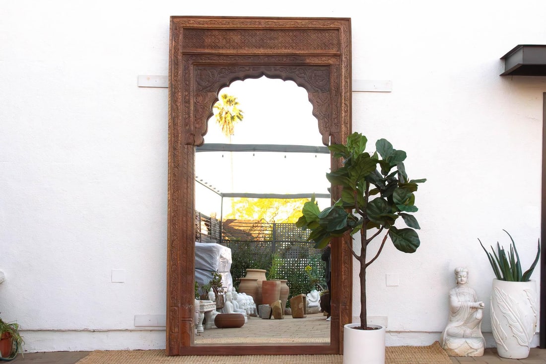 116" Tall Moorish Arch Carved Palace Floor Mirror - 8