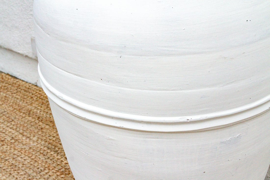 Tall Mediterranean Style White Terracotta Planter - 8