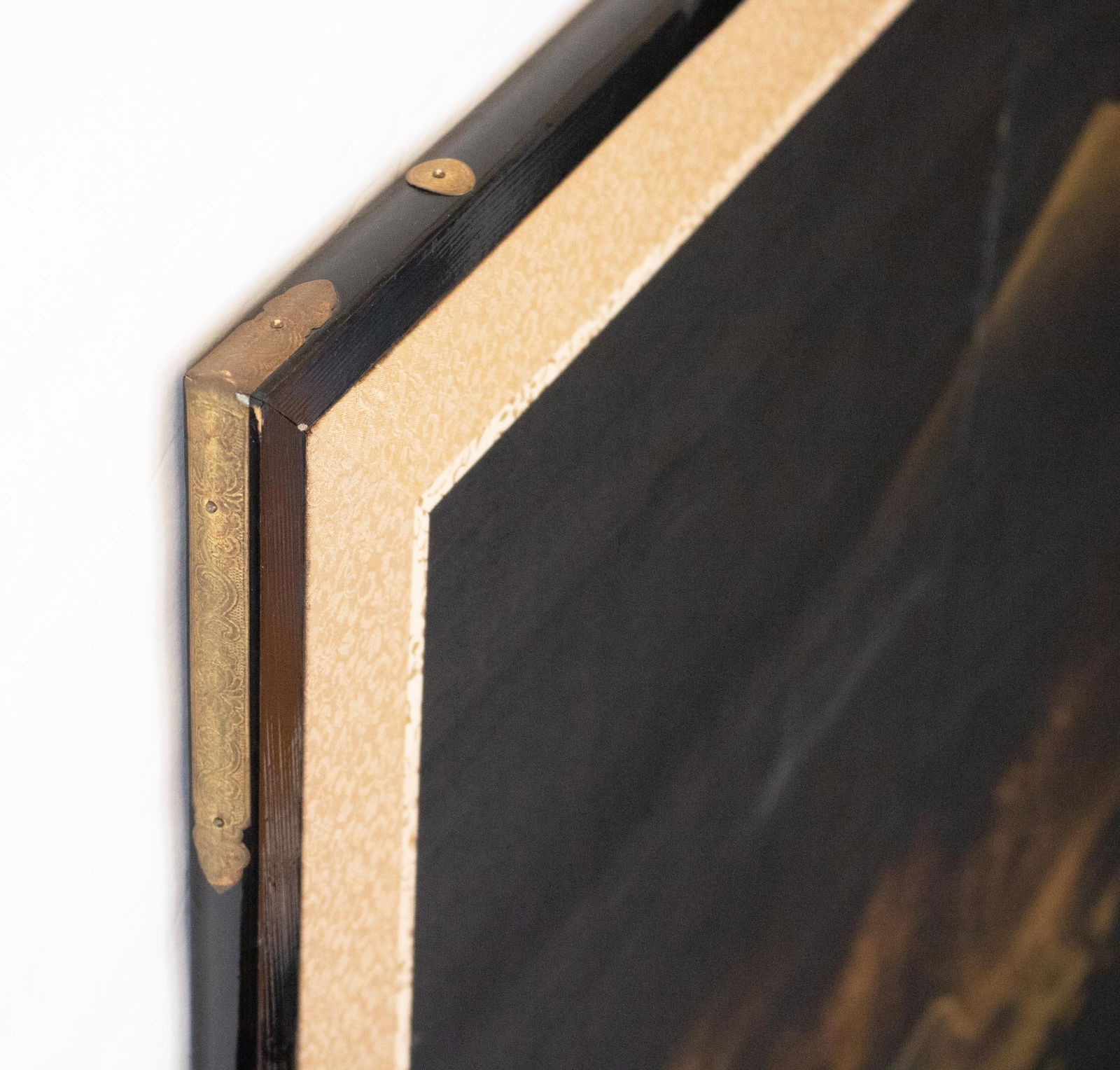 1960s ShÅwa Era Japanese Monochrome Byobu Screen on Black Silk Background - 13