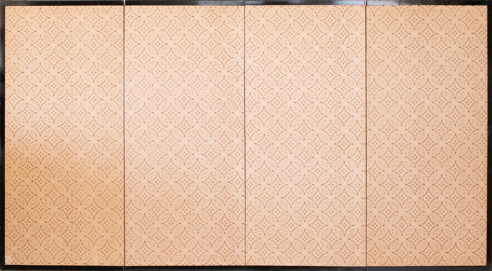 1960s ShÅwa Era Japanese Monochrome Byobu Screen on Black Silk Background - 14