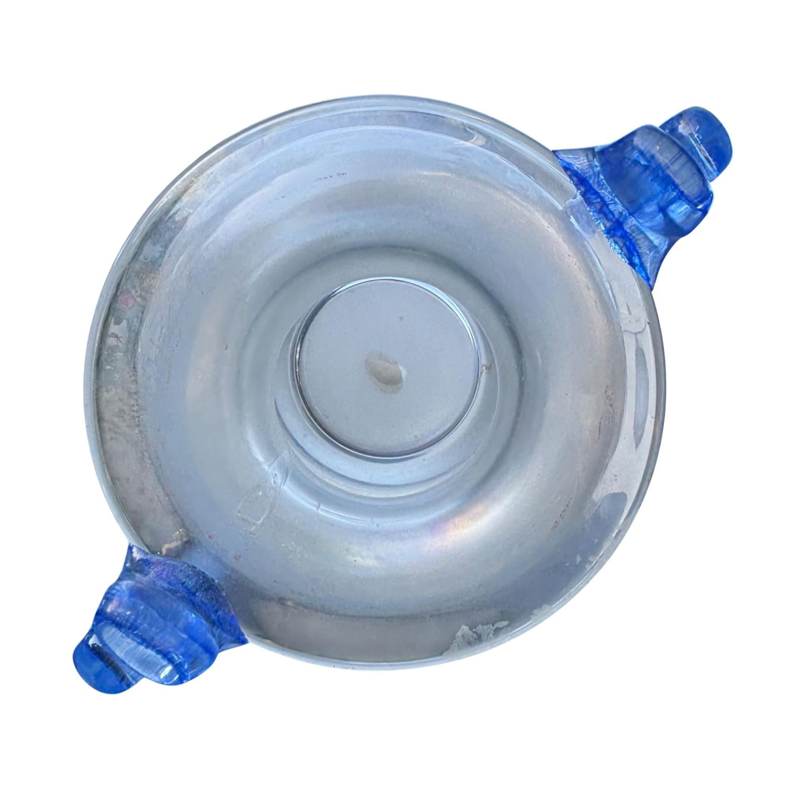 Murano Scavo Art Glass Amphora Vase With Cobalt Blue Handles - 15