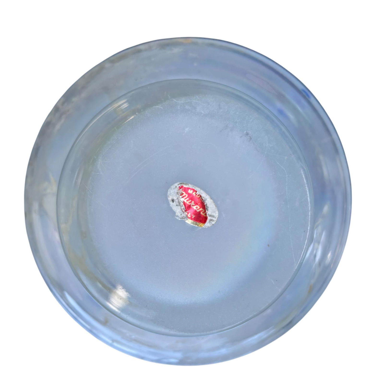 Murano Scavo Art Glass Amphora Vase With Cobalt Blue Handles - 9