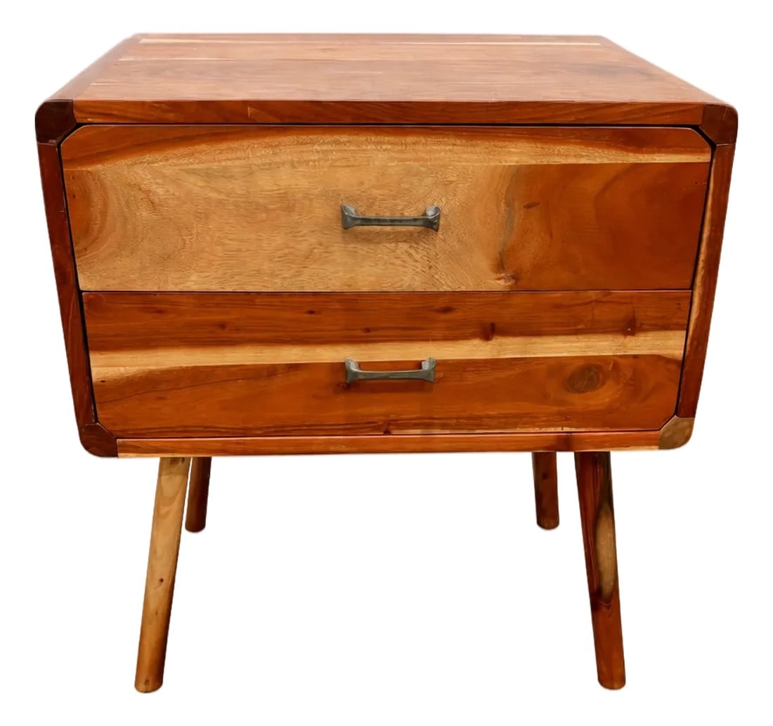 Solid Wood Modern Side Table / Nightstand. One of One.: Description: This is a beautifully built, one-of-one piece with real weight, presence, and craftsmanship. Thick stock, expressive grain, and softened edges give it a sculptural feel that reads modern