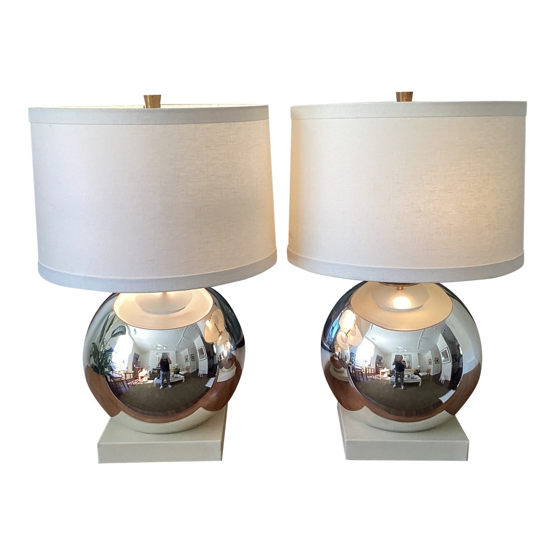 1990s Bill Sofield for Baker Attributed Mercurial Sphere Table Lamps - A Pair (1 of 9)