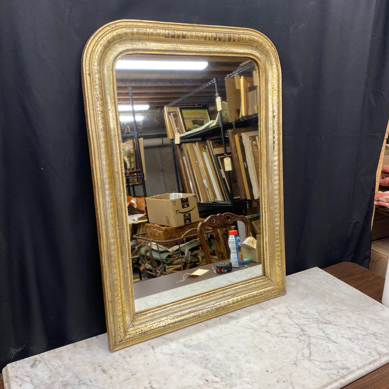 French Louis Philippe Gold Leaf Giltwood Wall Mirror Early 19th Century - 2